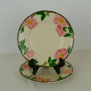 Set of 2 Franciscan Desert Rose Salad Plates 1970s Made in USA 8" dia Pink Green
